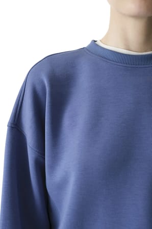 Mavi İpeksi Dokunuş Silky Touch Kontrast Detaylı Bisiklet Yaka Sweatshirt