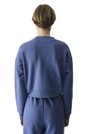 Mavi İpeksi Dokunuş Silky Touch Kontrast Detaylı Bisiklet Yaka Sweatshirt