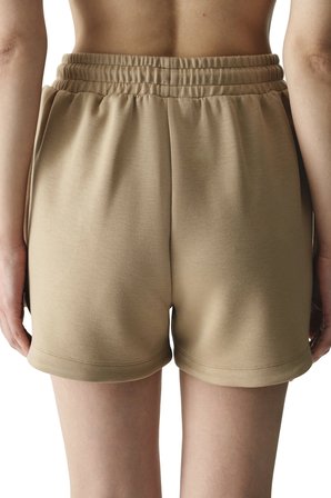 Bej Silky Feel İpeksi Dokunuş Yüksek Bel Şort