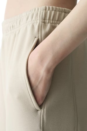 Bej İpeksi Dokunuş Silky Touch Kontrast Detaylı Yüksek Ayarlanabilir Bel Eşofman Altı