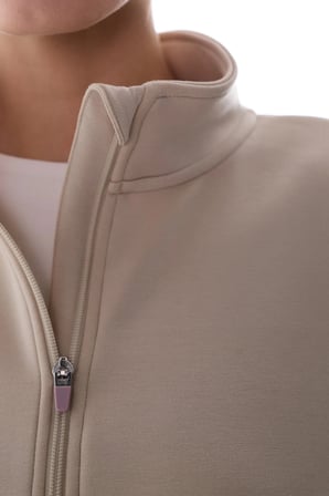 Pembe İpeksi Dokunuş Silky Feel Fermuar Yaka Kanguru Cepli Uzun Kollu Sweatshirt