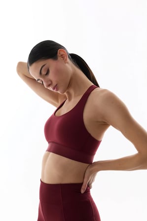 Bordo Crossline Sabit Pedli Spor Sütyeni