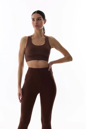 Kahverengi Stretch-360 Orta Destek Flexline Spor Sütyeni