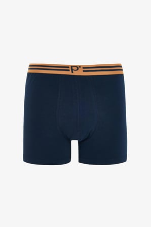 Erkek Geometrik Desenli P Logolu Orta Bel 3'lü Örme Boxer