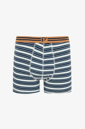 Erkek Geometrik Desenli P Logolu Orta Bel 3'lü Örme Boxer