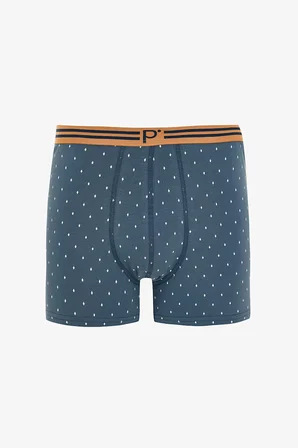 Erkek Geometrik Desenli P Logolu Orta Bel 3'lü Örme Boxer