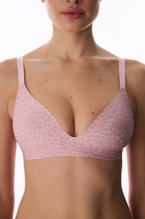 Pembe Fit Üçgen Leopar Desenli Sütyen