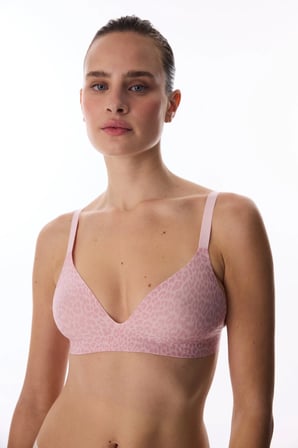 Pembe Fit Üçgen Leopar Desenli Sütyen