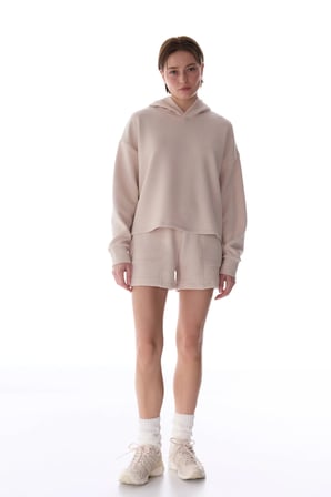 Bej Uzun Kollu Ribanalı Sweatshirt