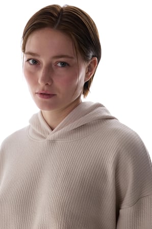 Bej Uzun Kollu Ribanalı Sweatshirt