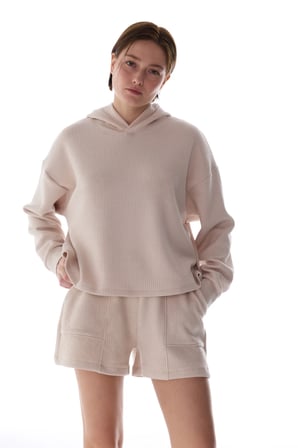 Bej Uzun Kollu Ribanalı Sweatshirt