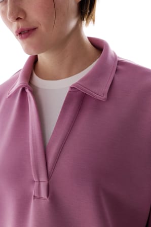 Pembe Polo Yaka Modal Sweatshirt