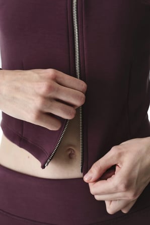 Bordo Fermuarlı Bisiklet Yaka Modal Sweatshirt