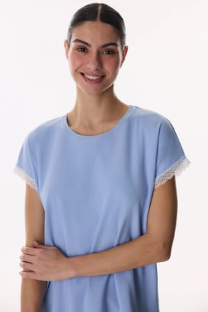 Mavi Chloe Blue Kapri Dantelli Kısa Kollu Pijama Takımı