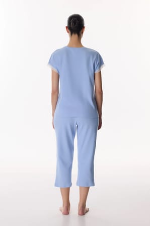 Mavi Chloe Blue Kapri Dantelli Kısa Kollu Pijama Takımı