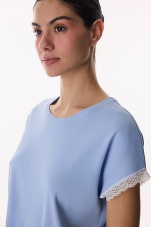 Mavi Chloe Blue Kapri Dantelli Kısa Kollu Pijama Takımı