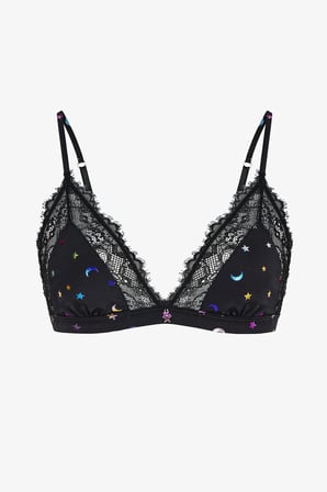 Siyah Micro Lace Triangle Sütyen