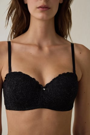 Siyah Lotus Lace Sütyen