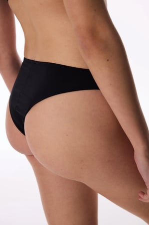 Siyah Satin Stone Detailed Brazilian Külot