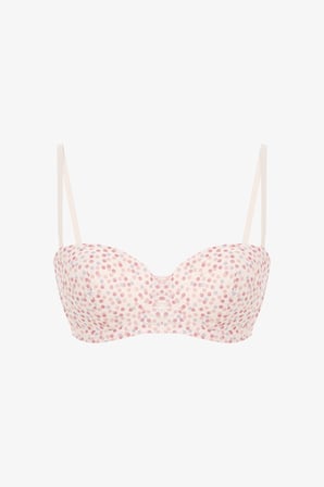 Açık Pembe Bloom Desenli Lace Dantel Balenli Sütyen
