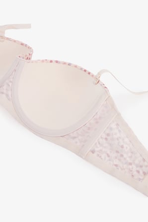 Açık Pembe Bloom Desenli Lace Dantel Balenli Sütyen