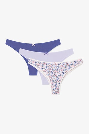 Renkli Lilac Princess 3'lü Pamuklu Brazilian Külot