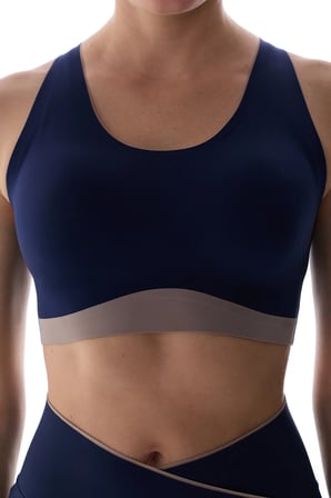 #İzbırakmaz Lacivert Stretch360 Orta Destek Kontrast Detaylı Çıkarılabilir Pedli Zero Feel Spor Sütyeni