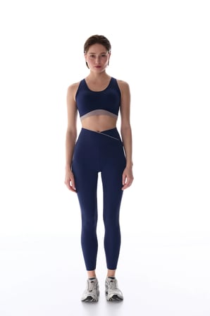 #İzbırakmaz Lacivert Stretch360 Orta Destek Kontrast Detaylı Çıkarılabilir Pedli Zero Feel Spor Sütyeni