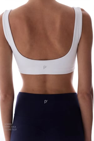 LYCRA Beyaz Cream Hafif Destek Kare Yaka Çıkarılabilir Pedli Spor Sütyeni