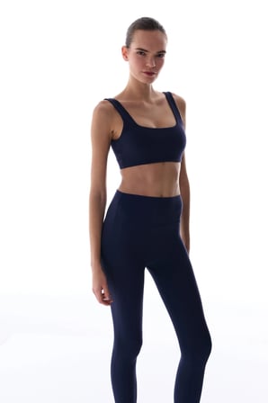 LYCRA Lacivert Cream Hafif Destek Kare Yaka Çıkarılabilir Pedli Spor Sütyeni