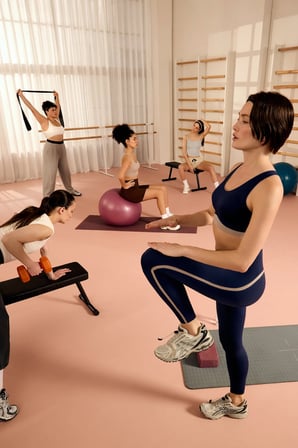 Lacivert Stretch360 Orta Destek Kontrast Detaylı Yüksek Bel Tayt