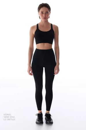 Siyah Wonder Yüksek Destek Fermuarlı Power Zip Front Spor Sütyeni