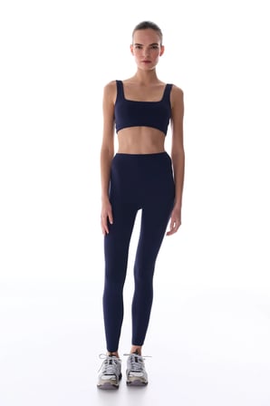 LYCRA Lacivert Cream Hafif Destek Kalp Formlu Yüksek Bel Tayt