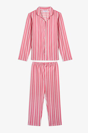 Pembe Kız Çocuk Pink Cozy Club Uzun Kollu Düğmeli Pamuklu Gömlek Pijama Takımı