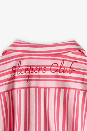 Pembe Kız Çocuk Pink Cozy Club Uzun Kollu Düğmeli Pamuklu Gömlek Pijama Takımı
