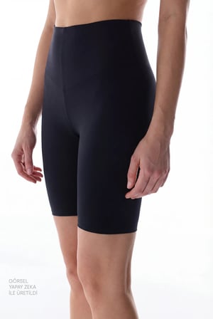 Siyah Wonder Yüksek Destek Toparlayıcı Etkili Yüksek Bel Contour Biker Tayt