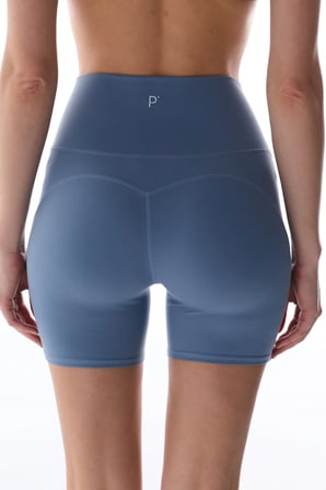 LYCRA Mavi Cream Hafif Destek Kalp Formlu Yüksek Bel Kısa Tayt