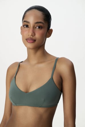 Yeşil Front V Yaka Bikini Üstü