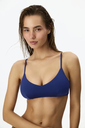 Lacivert Front V Yaka Bikini Üstü