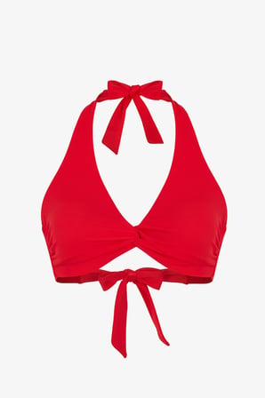 Kırmızı New Üçgen Twist Bikini Üstü