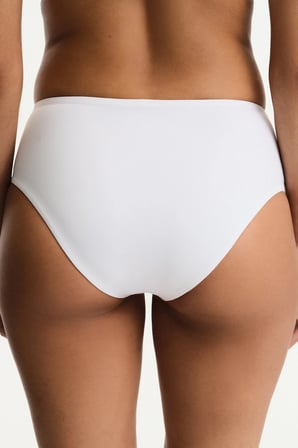 Beyaz High Büzgülü Yüksek Bel Bikini Altı