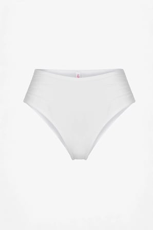 Beyaz High Büzgülü Yüksek Bel Bikini Altı
