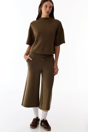 Haki Crop Modal Pantolon