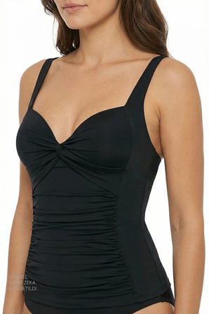 Si̇yah Büzgülü Bikini Üstü