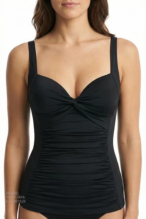 Si̇yah Büzgülü Bikini Üstü