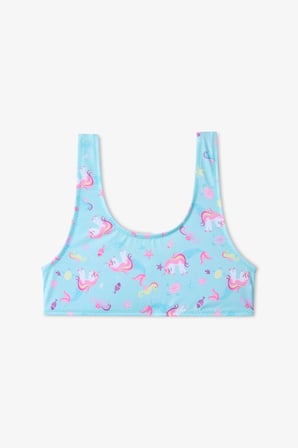 Kız Çocuk Unimermaid Unicorn Desenli Halter Bikini Takımı