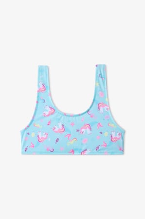 Kız Çocuk Unimermaid Unicorn Desenli Halter Bikini Takımı