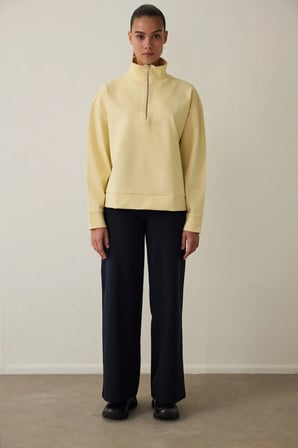 Sarı Front Zip Detail Sweatshirt