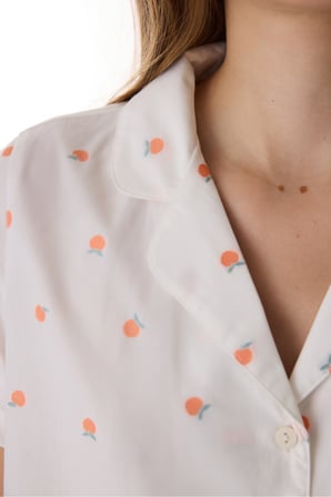 Kırık Beyaz Peach Gömlek Pantolon Pijama Takımı