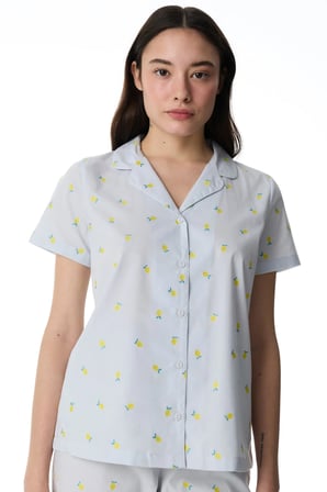 Mavi Lemons Gömlek Meyve Desenli Kısa Kollu Pantolon Pijama Takımı